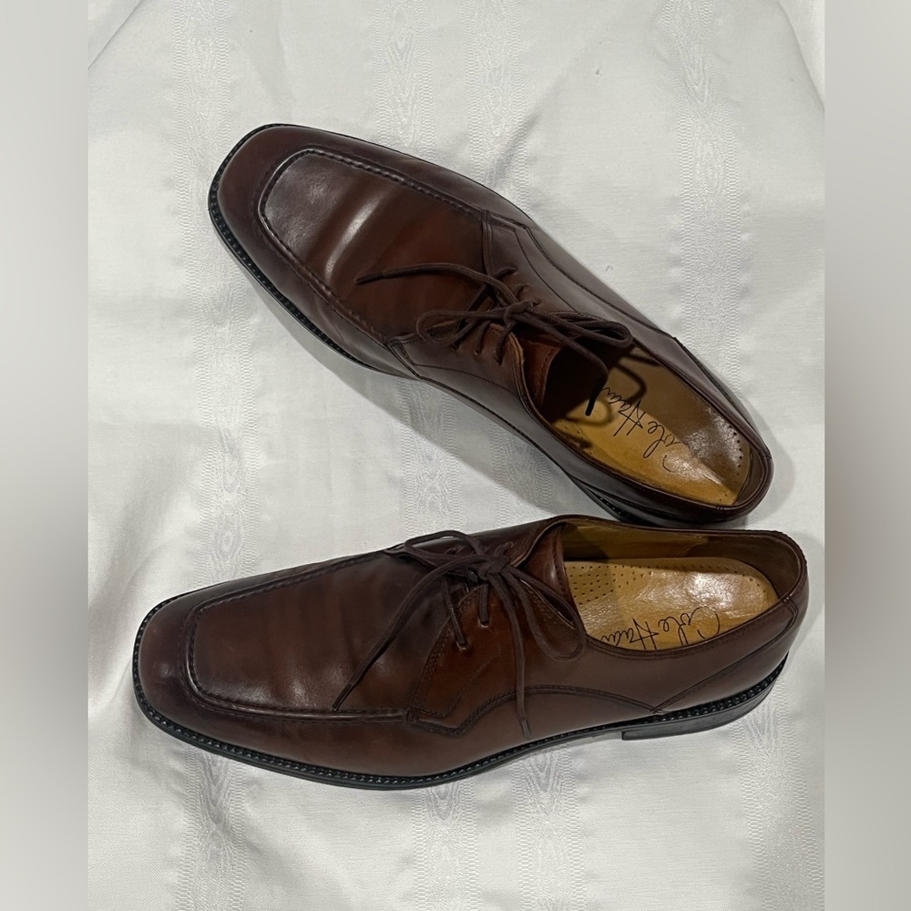 Men's Dark Brown Leather COLE HAAN EATON APRON TOE DERBYLace-Up Shoes, SIZE 9.5M - Picture 2 of 9
